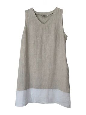 iLinen Natural Linen Top with White Logo Tag